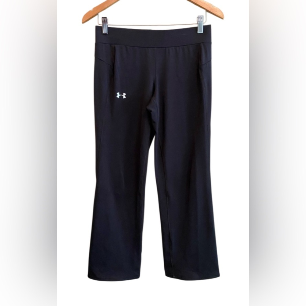 Under Armour Midnight Black ColdGear Fitted Workout Pants With Zipper Pocket